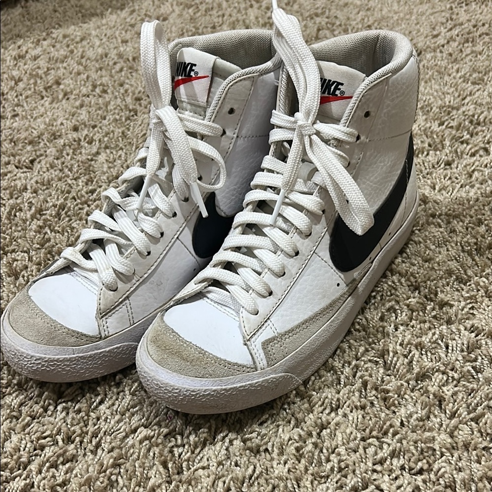 Kids nike blazers High-Top Sneakers in White and Black.
